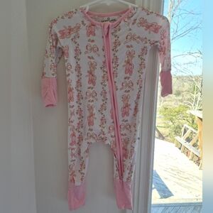 Caden Lane Pink Ballet Slipper Print Bamboo Footie